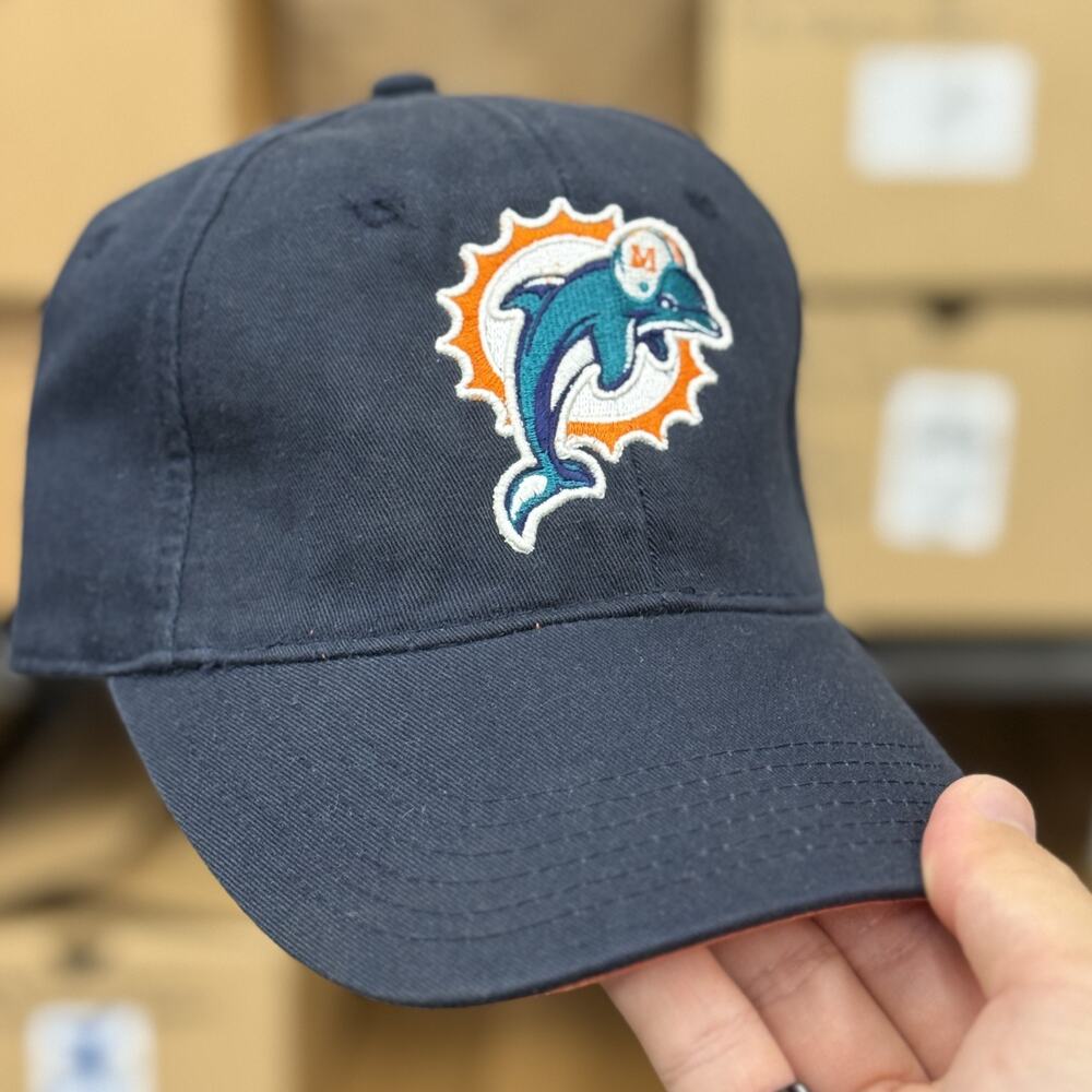 Vintage 90s Drew Pearson Miami Dolphins Dad Hat Navy Strapback NFL NWT Deadstock